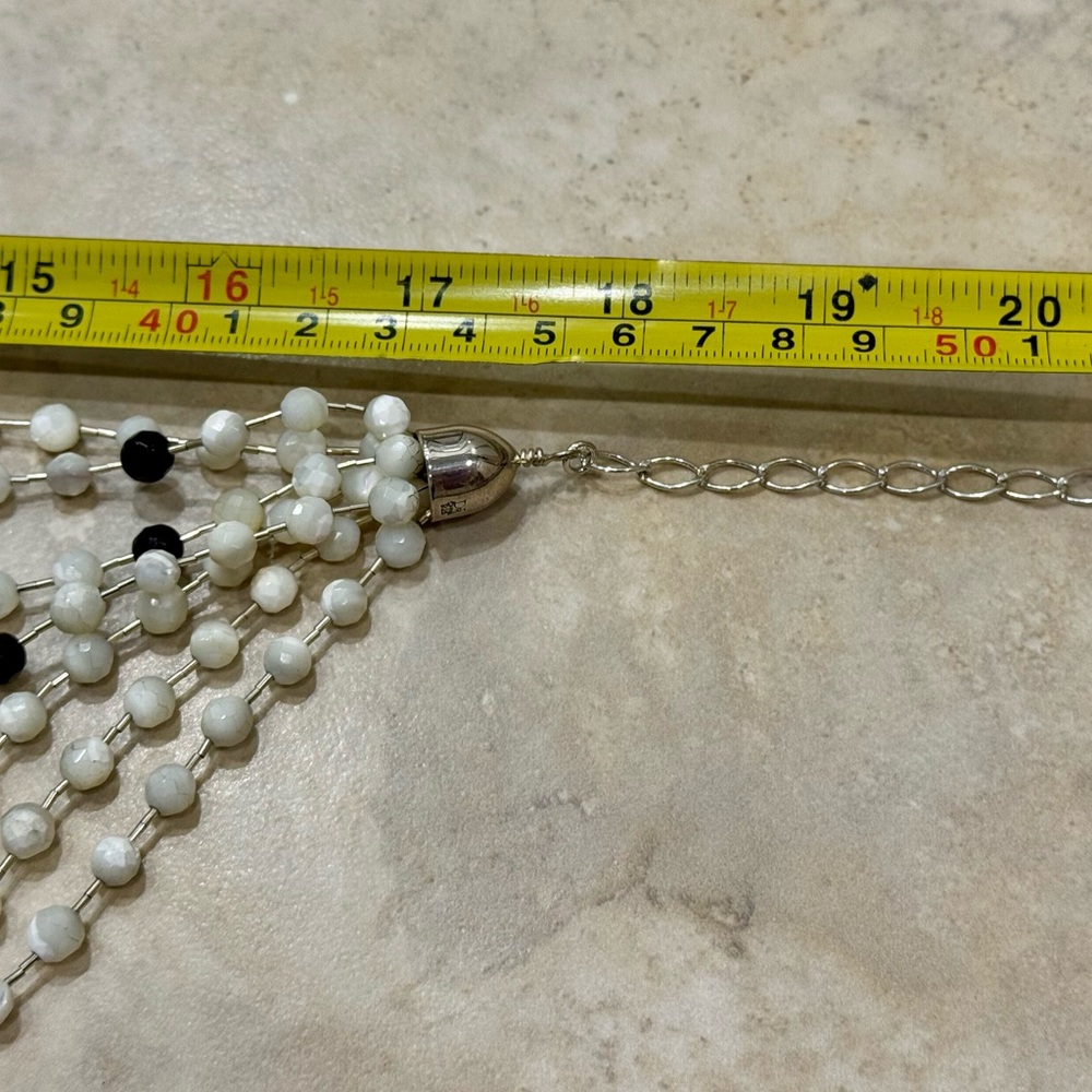 Jay King DTR .925 Moonstone/Onyx Multi-Strand (7-strand) Necklace - Vintage - Picture 4 of 6